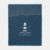 Nautical Personalized vuurtoren Blue Boat Name Fleece Deken (Voorkant)