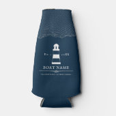 Nautical Personalized vuurtoren Blue Boat Name Flesjeskoeler (Voorkant)