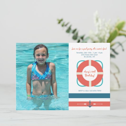 Nautical Photo Invitation Kaart (Staand voorkant)