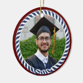 Nautical Photo Navy Blue White Strees Afstuderen Keramisch Ornament (Links)