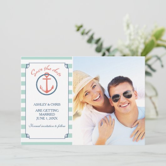 Nautical Photo Save the Date - Anchor (Staand voorkant)