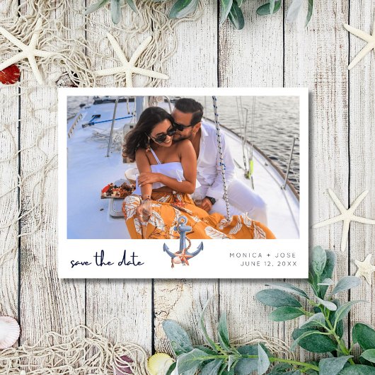 Nautical Photo Wedding Save the Date Aankondigingskaart