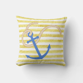 Nautical Pillow anchor gele Stripe Waterverf Kussen