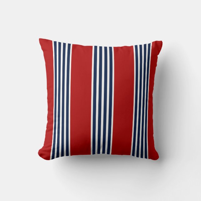 Nautical Pillow, Blue, White, Red, Maritime Kussen (Voorkant)
