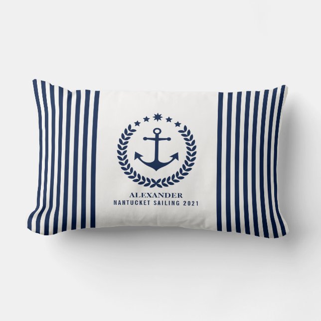 Nautical Pillow, Name Pillow, Anchor, Maritime Kussen (Voorkant)