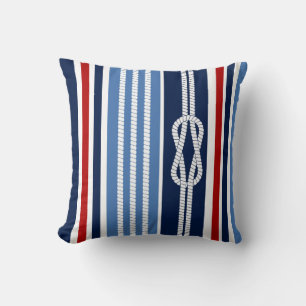 Nautical Pillow, Red, White, Blue Stripes, Maritim Kussen