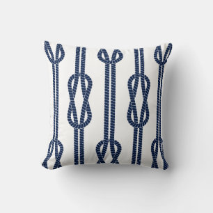 Nautical Pillow, Rope Pattern, Blue White Maritime Kussen