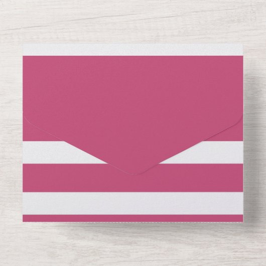 Nautical Pink and White Stripes All In One Uitnodiging (Achterkant)