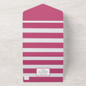 Nautical Pink and White Stripes All In One Uitnodiging (Buitenkant)