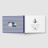 Nautical Pink Blush Blue Floral Anchor Wedding Gastenboek (Volledig)