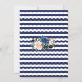 Nautical Pink Blush Blue Floral Anchor Wedding Kaart (Achterkant)