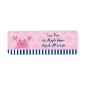 Nautical Pink Crab Adresetiketten Etiket (Voorkant)