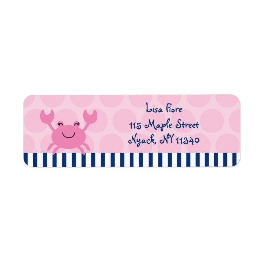 Nautical Pink Crab Adresetiketten Etiket (Voorkant)