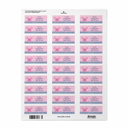 Nautical Pink Crab Adresetiketten Etiket (Full Sheet)