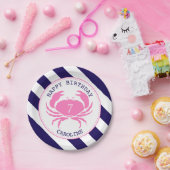 Nautical Pink Crab Birthday Party Papieren Bordje (Feest)