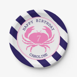 Nautical Pink Crab Birthday Party Papieren Bordje