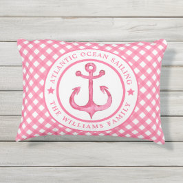 Nautical Pink Gingham, speciaal uitwendig proefpro Buitenkussen