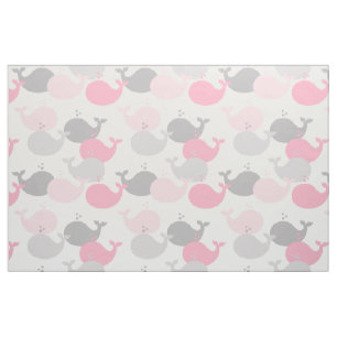 Nautical Pink Grey Whale Ocean Animals Zee Life Stof