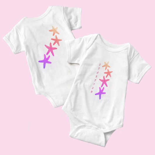 Nautical Pink Ombre Starfish White Baby Bodysuit