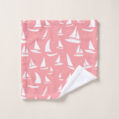 Nautical Pink Patterned Dolphin and Sailing Bad Handdoek (Wasdoekje)