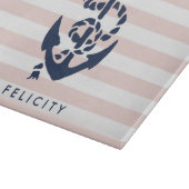 Nautical Pink Stripe & Navy Anchor Specialized Snijplank (Hoek)