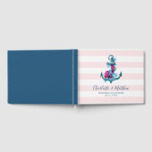 Nautical Pink Stripes Waterverf Anchor Wedding Gastenboek (Volledig)
