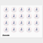 Nautical Pink Stripes Waterverf Anchor Wedding Ronde Sticker (Vel)