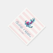 Nautical Pink Stripes Waterverf Anchor Wedding Servet (Hoek)