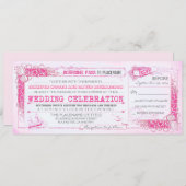 Nautical Pink Wedding Invitation Boarding Pass Kaart (Voorkant / Achterkant)