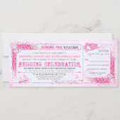 Nautical Pink Wedding Invitation Boarding Pass Kaart (Voorkant)