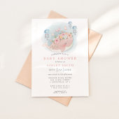 Nautical Pink Whale Jellyfish Girl Baby shower Kaart