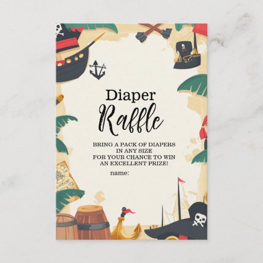 Nautical Pirate Ahoy Het is een Boy Diapper Raffle Informatiekaartje (Voorkant)