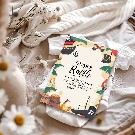 Nautical Pirate Ahoy Het is een Boy Diapper Raffle Informatiekaartje