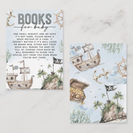 Nautical Pirate Baby shower Boek Aanvraag Informatiekaartje (Voorkant / Achterkant)