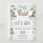 Nautical Pirate Baby shower Invitation Kaart (Voorkant)
