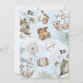 Nautical Pirate Baby shower Invitation Kaart (Achterkant)