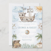 Nautical Pirate Baby shower Invitation Kaart (Voorkant)