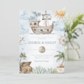 Nautical Pirate Baby shower Invitation Kaart (Staand voorkant)