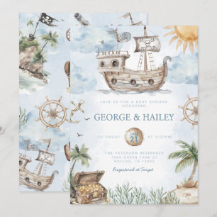 Nautical Pirate Baby shower Invitation Kaart