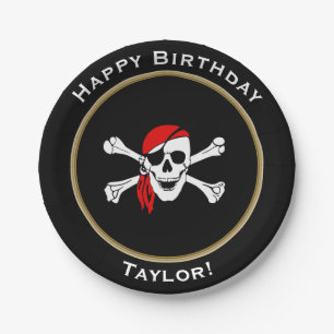 Nautical Pirate Happy Birthday met naam Papieren Bordje