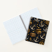 Nautical Pirate Pattern Notebook Notitieboek (Binnen)