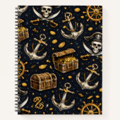 Nautical Pirate Pattern Notebook Notitieboek (Voorkant)