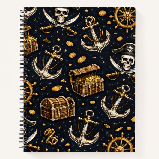 Nautical Pirate Pattern Notebook Notitieboek (Voorkant)