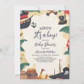 Nautical Pirate Ship Ahoy Het is een Jongen Baby s Kaart (Voorkant)