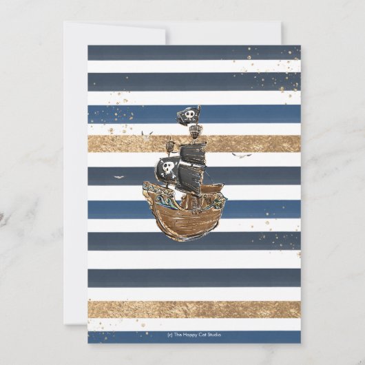 Nautical Pirate Ship Ahoy Het is een Jongen Baby s Kaart (Achterkant)