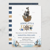 Nautical Pirate Ship Ahoy Het is een Jongen Baby s Kaart (Voorkant / Achterkant)