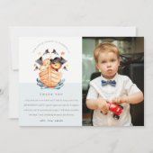 Nautical Pirate Ship Lion Cub Kinder Foto Birthday Bedankkaart (Voorkant)