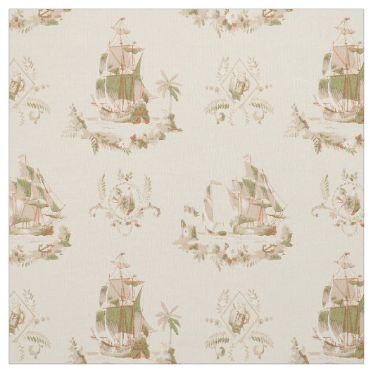  Nautical Pirate Ships Pattern Stof (Swatch)