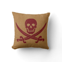 Nautical Pirate Skeleton in Dark Red