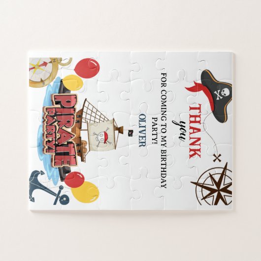 Nautical Pirate Zee Dank u Verjaardag Gift Kaart Legpuzzel (Horizontaal)